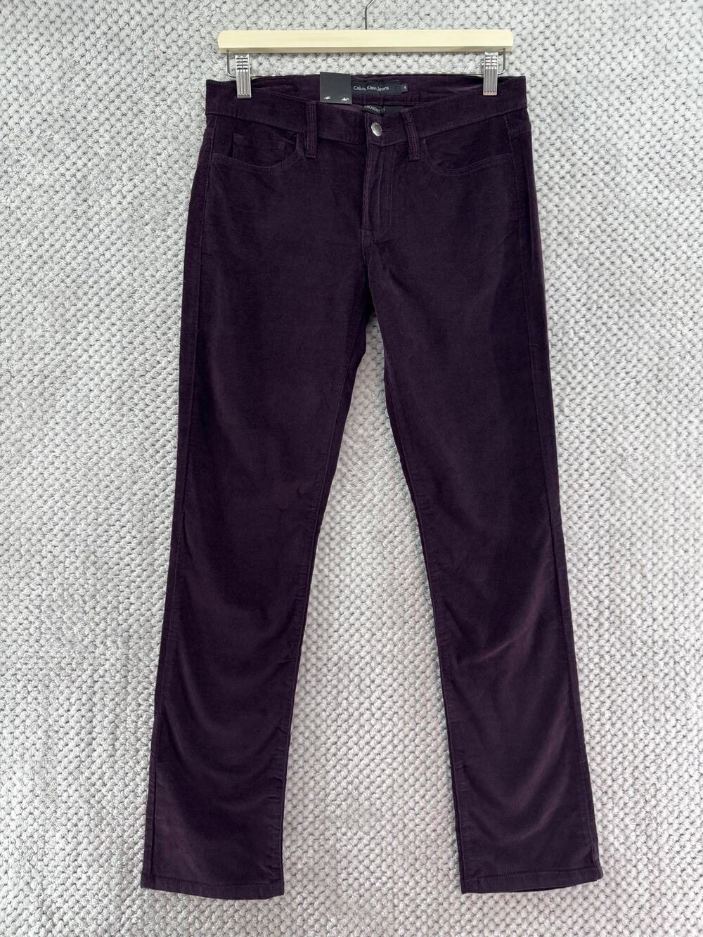 Calvin Klein Jeans Womens 6 Purple Cotton Corduroy Slim Straight Leg 30" Inseam